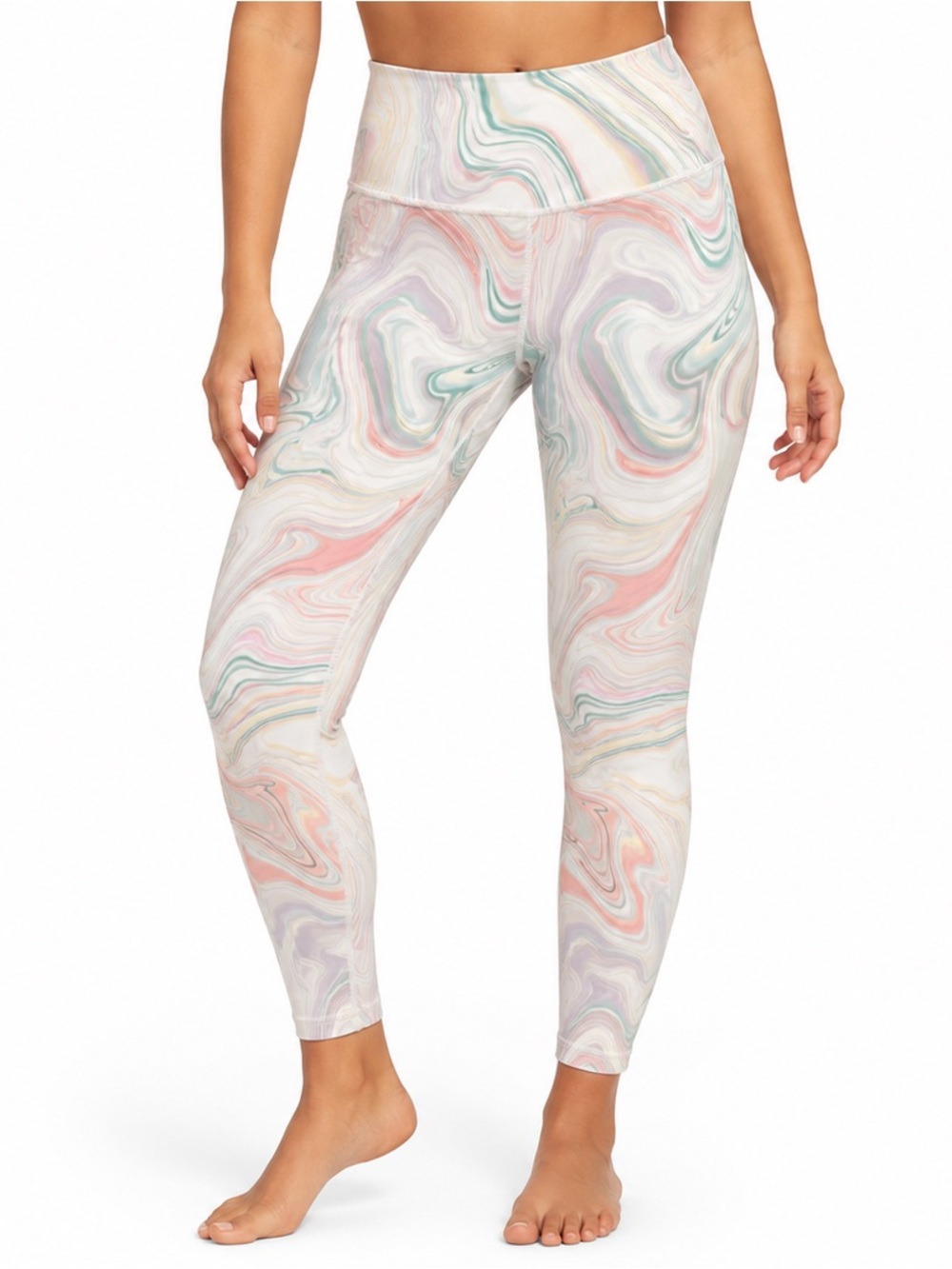 Old Navy PowerSoft High-Rise Leggings XL – Pastel Marble Swirl Print Activewear